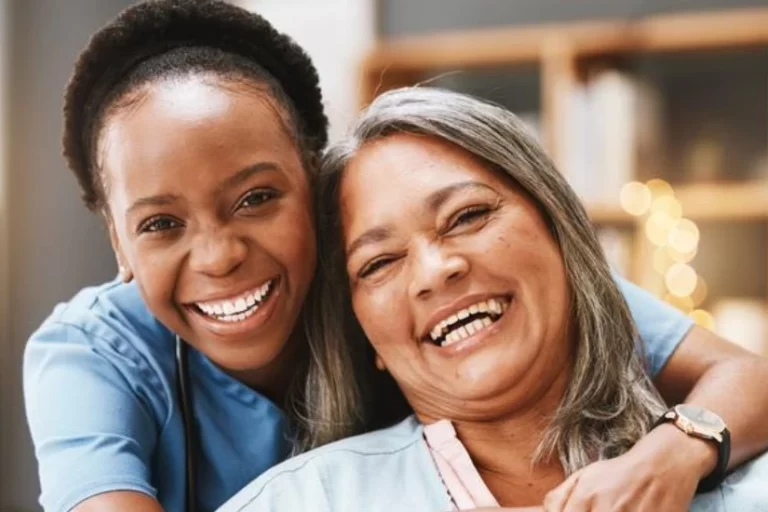 EQC Different Types of Home Care Services Nurse hugging an old lady while they smile